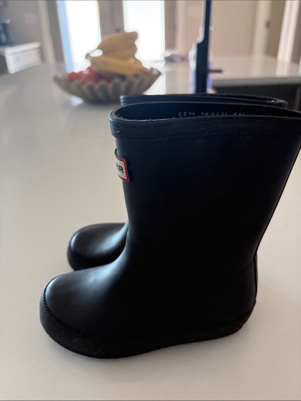 Hunter Kids Black Rain Boots with Logo - Picture 3 of 5